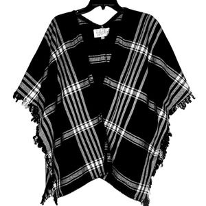 Black And White Poncho With Arm Holes